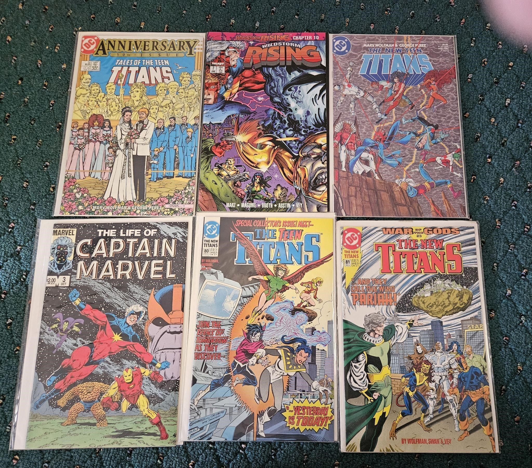 Lot of 6 Comic Books Captain Marvel Teen Titans