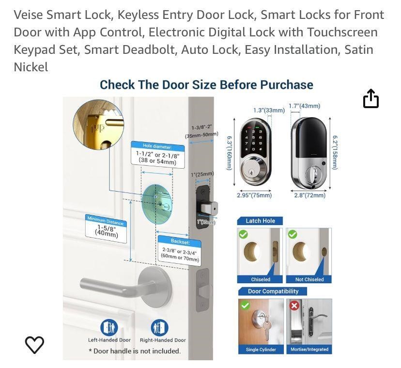 Veise Smart Lock, Keyless Entry Door Lock