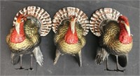 3 vintage decorative turkeys