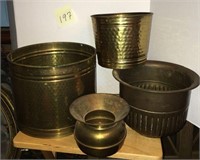 Brass Planters and Spittoon