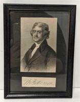 Framed Cut Autograph By Thomas Jefferson