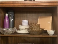 Corelle ware dishes, and assorted items