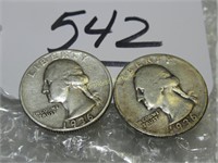 LOT OF 2 SILVER 25 CENT COINS CIRC - 193