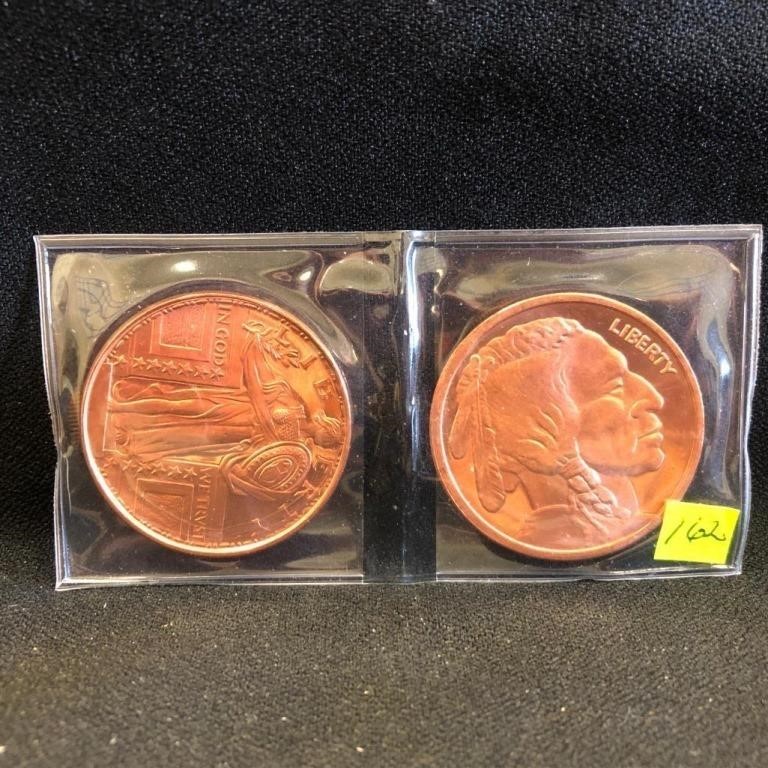 Pair of 1 oz .999 Copper Rounds