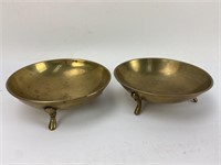 2 Antique China Brass 5" delicate footed bowls.