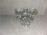 3 Glass Pedestal Candle Holders