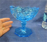 blue stemmed bowl - 5 inch tall