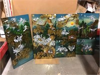 Asian Lacquered 4pc Wall Panel - approx. 20x36