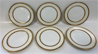 SIX QUALITY 8.75" D LIMOGES GOLD TRIM PLATES