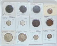 12 Older World Coins: Nova Scotia, New Foundland,