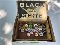 Cigar Box of Political Pins