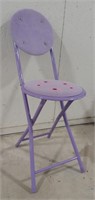 (AB) Purple Metal Folding Chair Flowered Seat