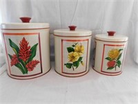 Maid of Home 3 vintage metal canisters with