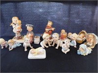 Lot of 15 young children figurines, one labeled