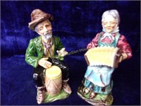 Old Man and Old Woman Porcelain Figurines