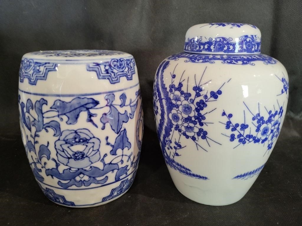 VTG Blue/White Ceramic Ginger Jar & More