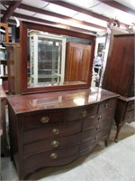 DRESSER W/ GLASSTOP & MIRROR -- 56" X 21"