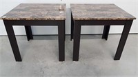 PAIR OF FAUX MARBLE END TABLES