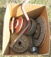 Various vintage old car parts including set of