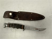 Vintage Kabar Fixed Blade Knife w/ Leather Sheath