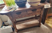 Antique Pressed Oak Library Table