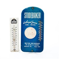 Early Studebaker and Standard Oil Tin Thermometers