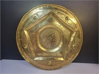 Vintage brass decorative tray etched pentagram