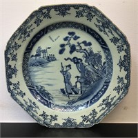 OCTAGONAL BLUE & WHITE CHINESE EXPORT PORCELAIN