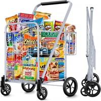 SEALED-Jumbo Double Basket Grocery Cart