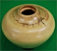 6 1/2" Blond Bulb Shaped Wood Vase