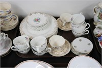 GROUP OF CUPS AND SAUCERS ETC