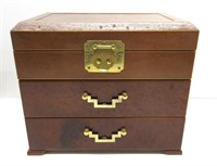Antique wooden Jewelry Box 10.5"w x 7"D x 9.5"T