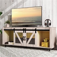White Wash Barn Door TV Stand - 50 60 65 inch TV