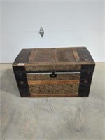 Vintage wood and metal trunk 36"w x 19"d x 21"h