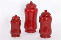 Red Ceramic Decorative Canister Set