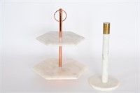 Marble 2 Tier Stand, Marble Paper Towel Holder