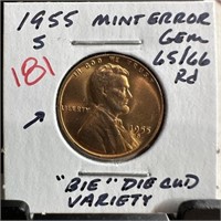 1955-S WHEAT PENNY CENT "BIE" VARIETY