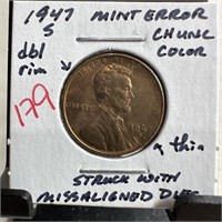 1947-S WHEAT PENNY CENT ERRORS