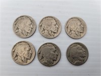 1928 Buffalo Nickels (lot of 6)