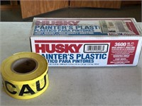 Husky Painter's Plastic & Roll of Caution Tape