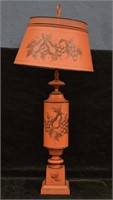Vintage Toleware Painted Metal Buffet Lamp