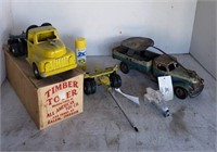 Vintage Timer Toter & Toy Trucks