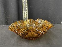 Vintage Fenton Colonial Amber Glass Conosle Bowl