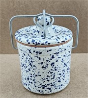 Blue & White Speckled Wisconsin Cheese Crock
