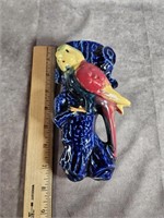 MAJOLICA PARROT WALL POCKET 6.5"