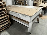 Large Work Table on Wheels 97"x 48"x 37"