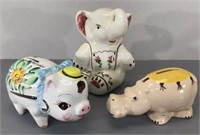 Pottery Coin Bank Animals -Vintage Japan