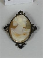 STERLING SILVER CAMEO PIN