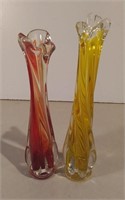 Two Blown Glass Bud Vases