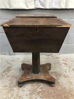 ANTIQUE PEDESTAL SEWING CHEST